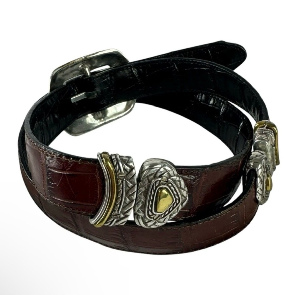 Genuine BRIGHTON Marcus Brown & Black Leather Reversible Belt Unisex Size M 30